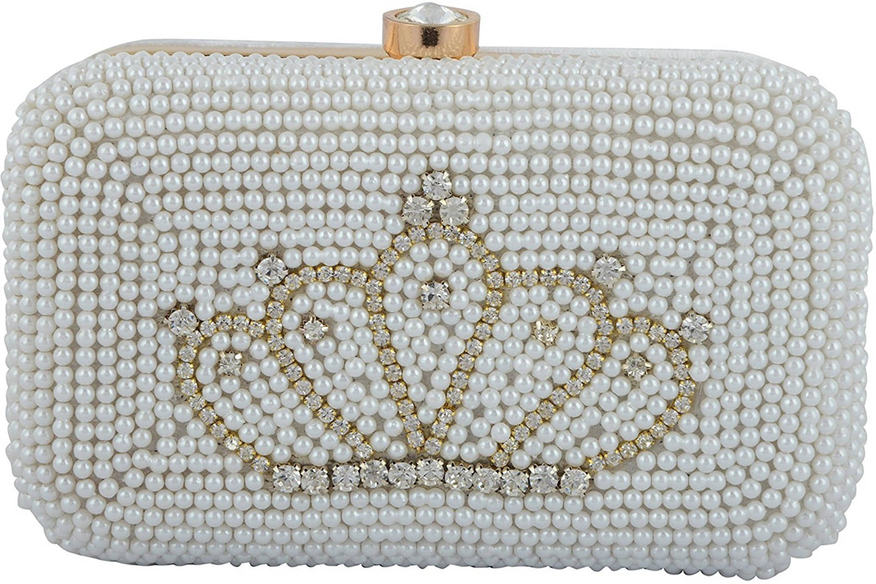     			Tooba Handicraft White Fabric Box Clutch