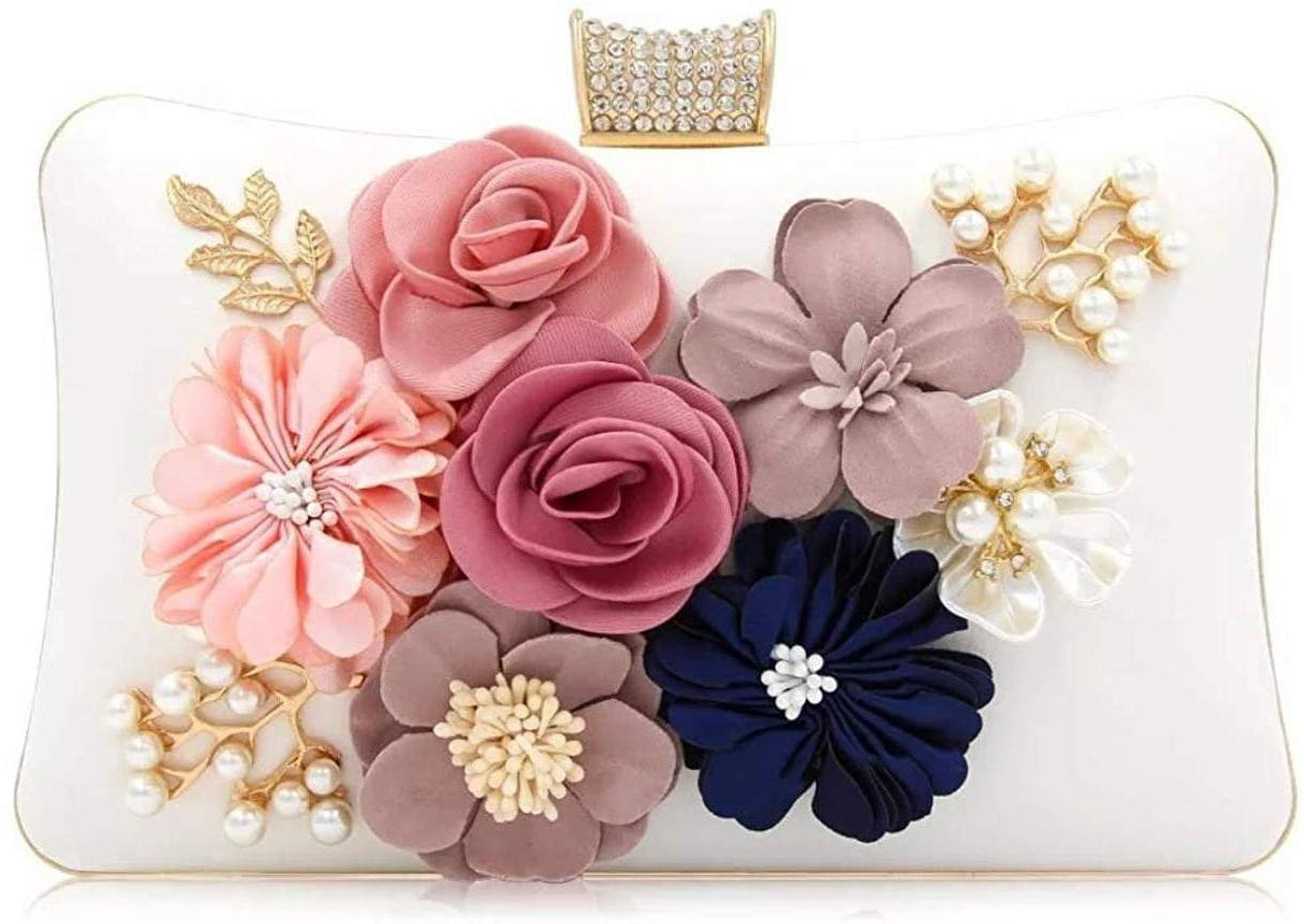     			Tooba Handicraft White Fabric Box Clutch