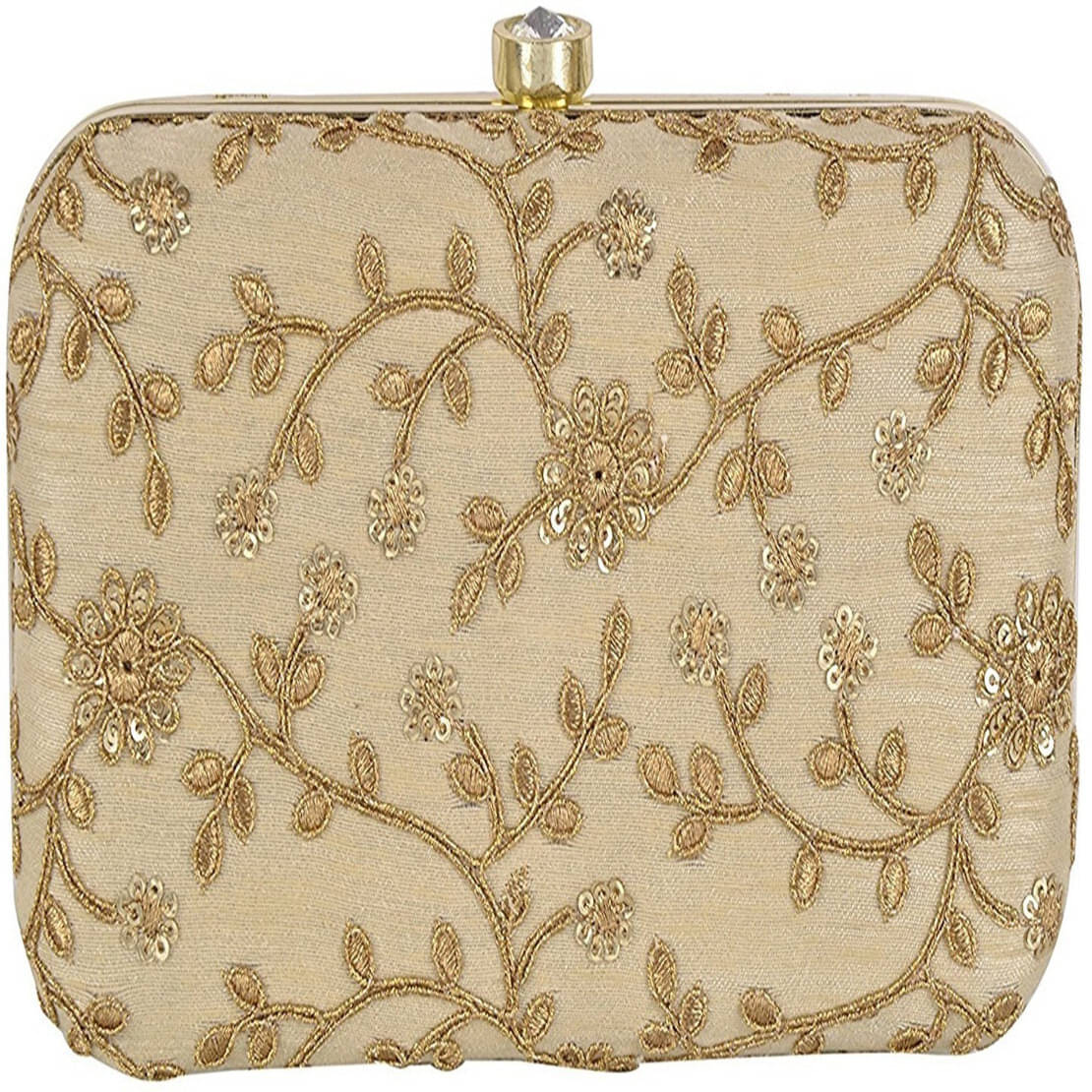     			Tooba Handicraft White Fabric Box Clutch