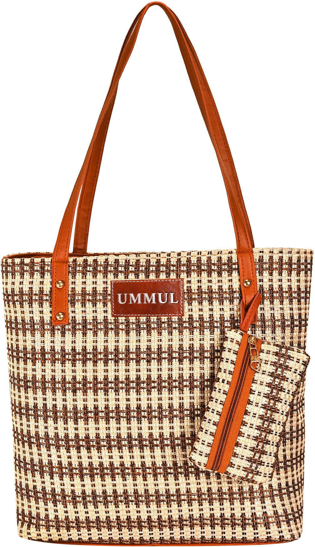    			UMMUL Handheld Bag Canvas Set of 1 ( Brown )