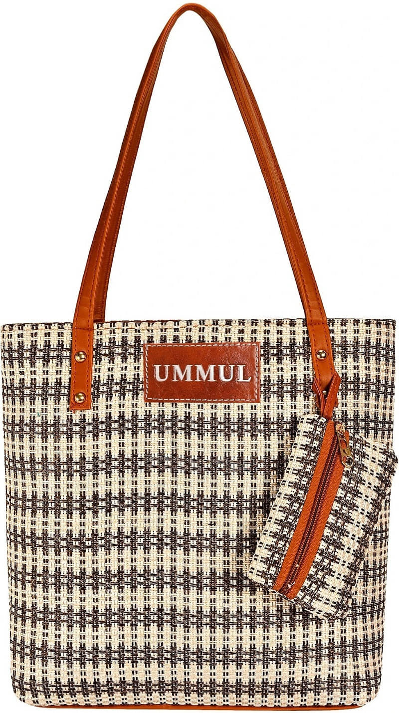     			UMMUL Handheld Bag Canvas Set of 1 ( Grey )