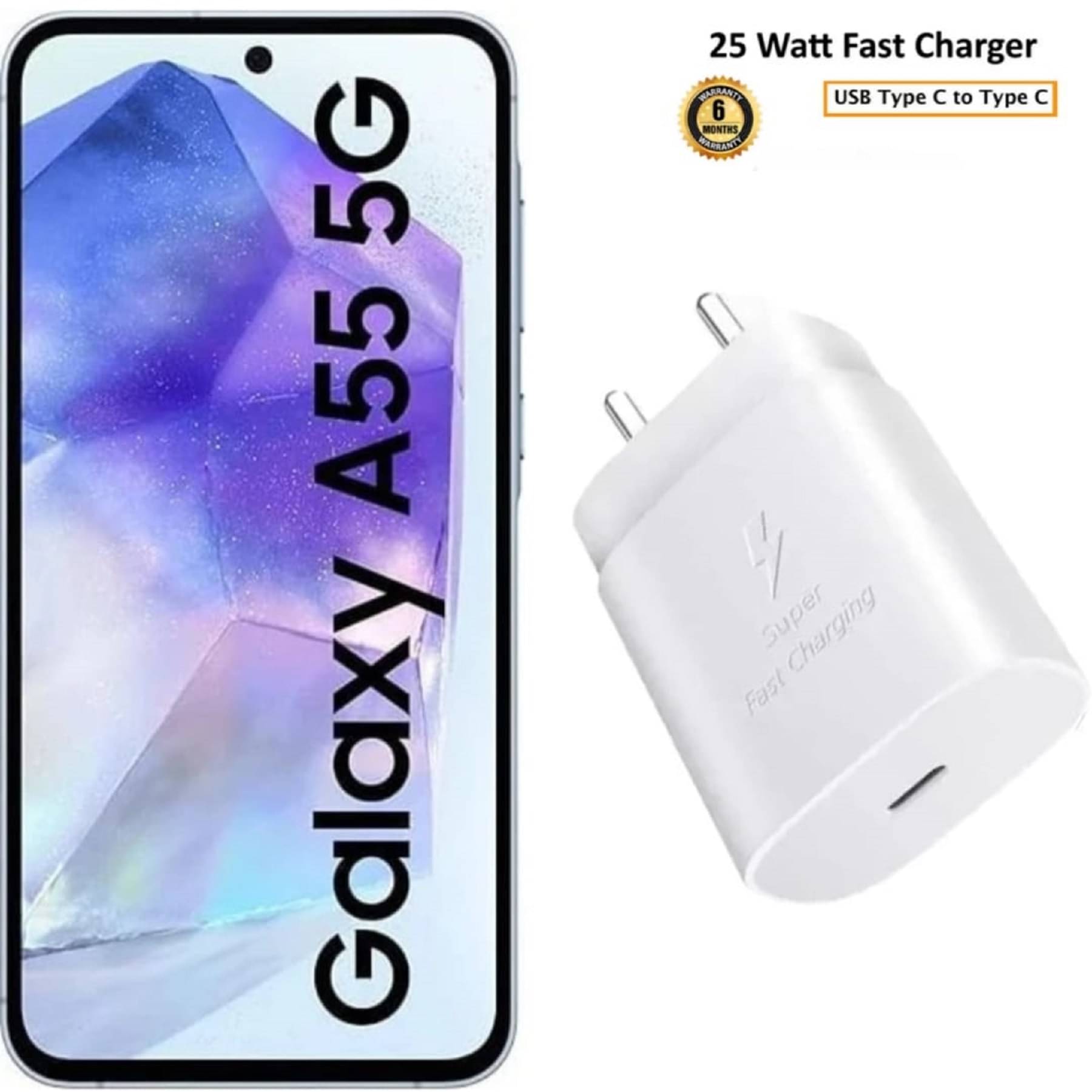     			UTRAX 25W Charger for A55 5G Type C Adapter Compatible with Samsung Galaxy A55 5G Charger, 25-Watt Type C to C Pd Charging Adapter C Type, White