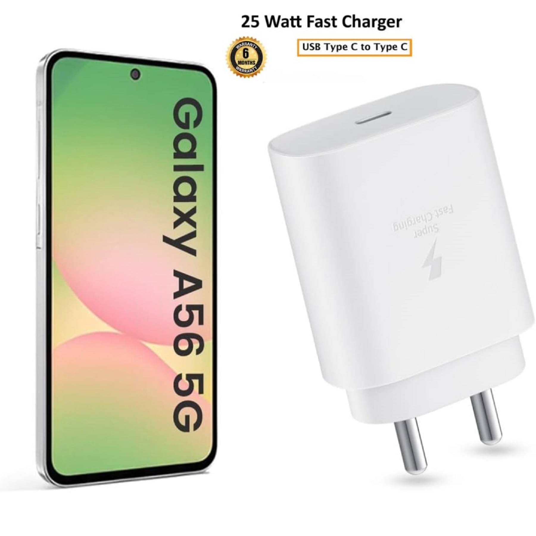     			UTRAX 25W Charger for A56 5G Type C Adapter Compatible with Samsung Galaxy A56 5G Charger, 25-Watt Type C to C Pd Charging Adapter C Type, White