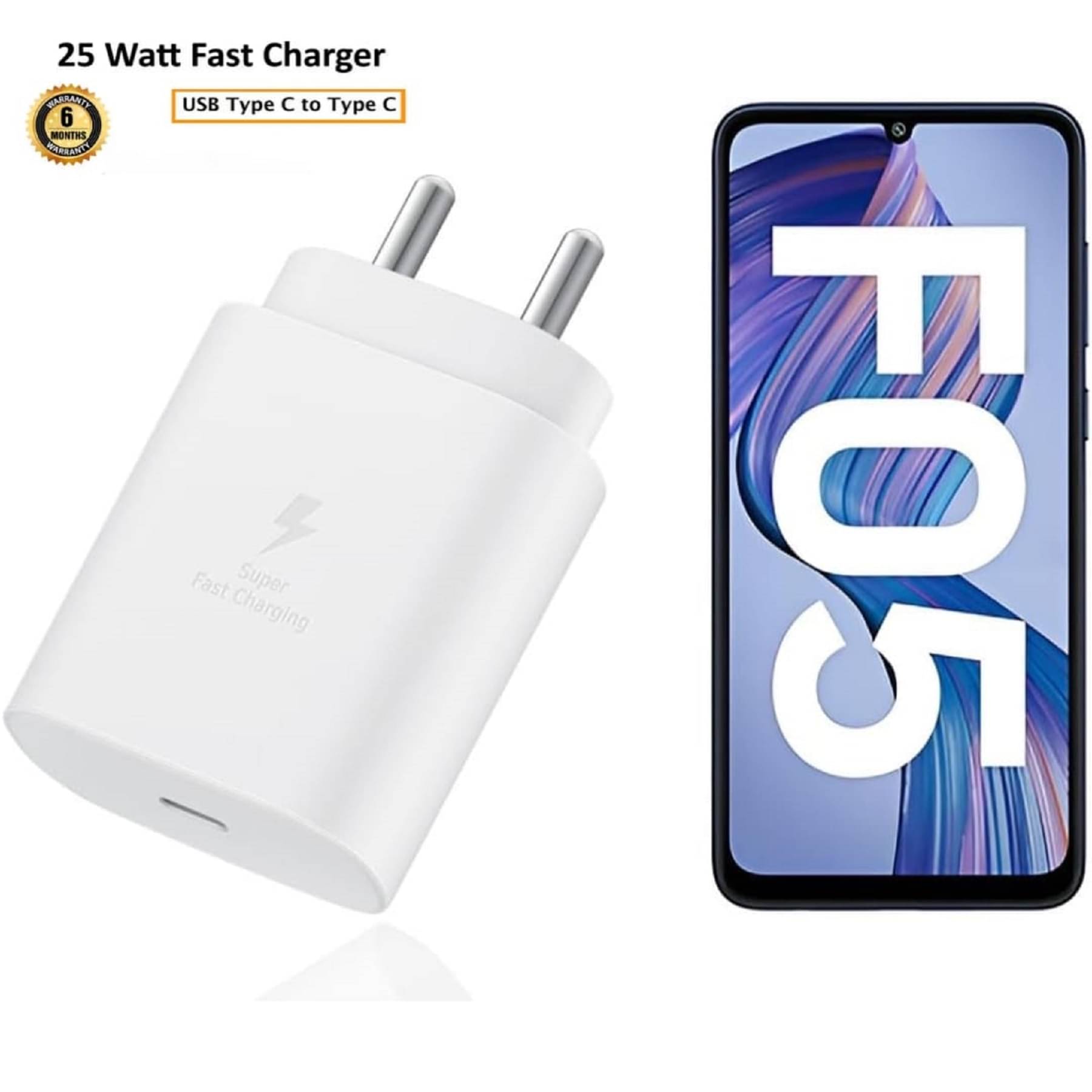     			UTRAX 25W Charger for F05 5G Type C Adapter Compatible with Samsung Galaxy F05 5G Charger, 25-Watt Type C to C Pd Charging Adapter C Type, White