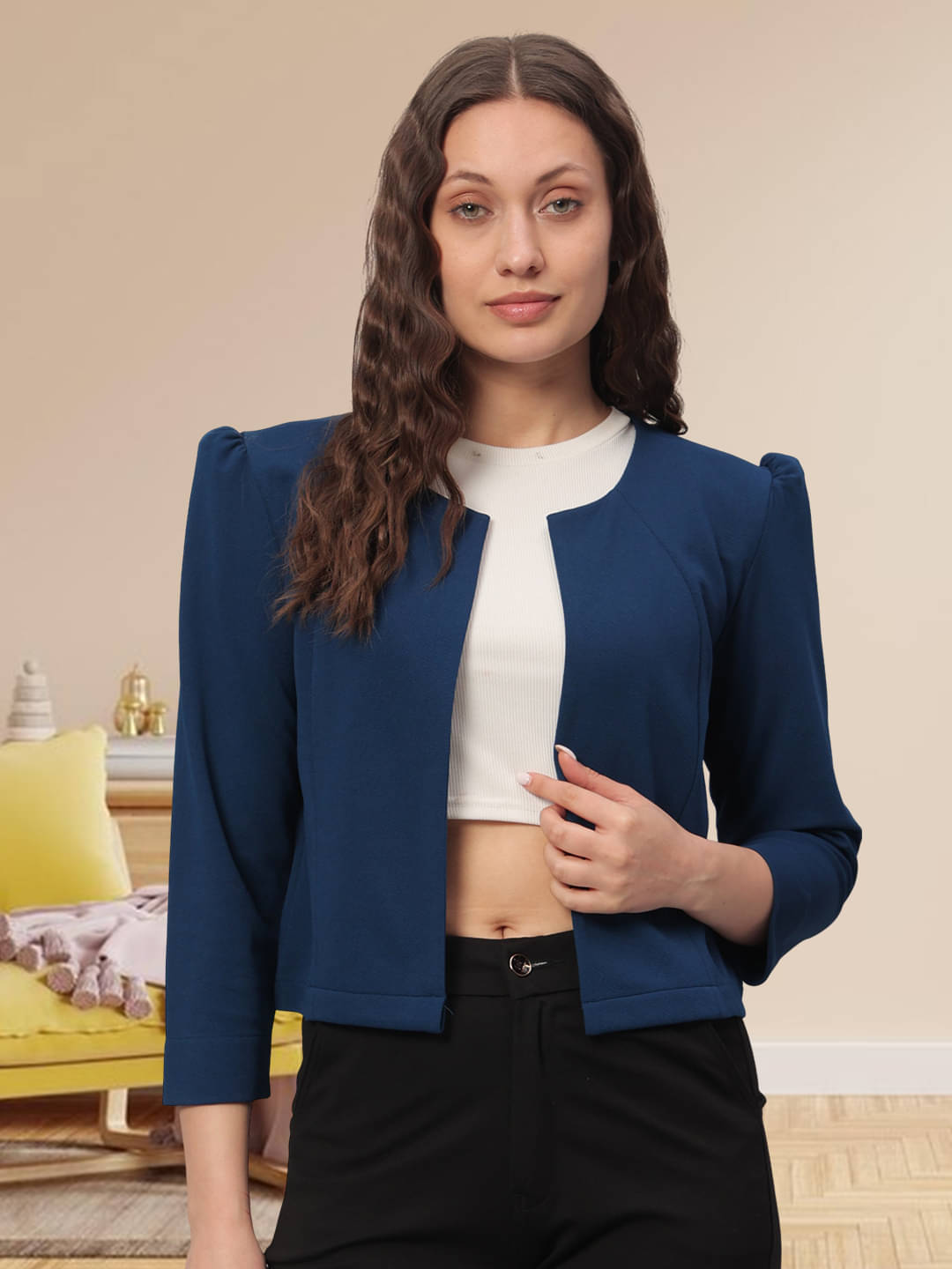 Unicus Apparel Polyester Blend Women's Shrugs - Navy ( Single ) Unicus Apparel Polyester Blend Women's Shrugs - Navy ( Single )