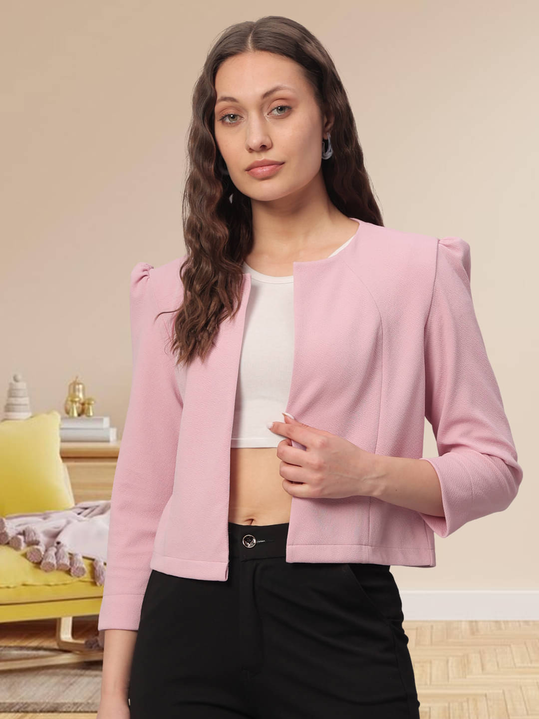 Unicus Apparel Polyester Blend Women's Shrugs - Pink ( Single ) Unicus Apparel Polyester Blend Women's Shrugs - Pink ( Single )