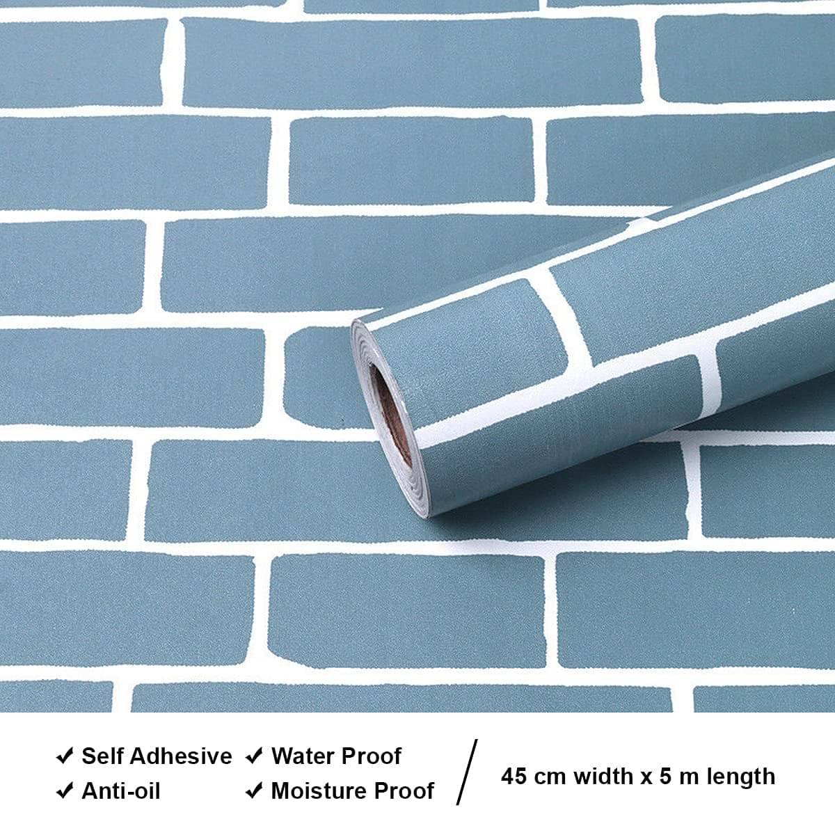     			WRUNJI GREY BRICK WALLPAPER FOR HOME (45 X 500 CM) PACK OF 1