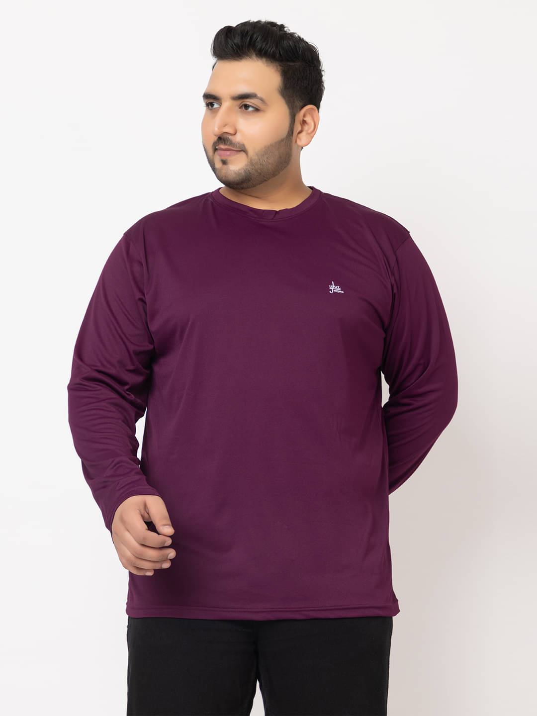 YHA Men Cotton Blend Regular Fit Solid T-Shirt ( Purple ) YHA Men Cotton Blend Regular Fit Solid T-Shirt ( Purple )