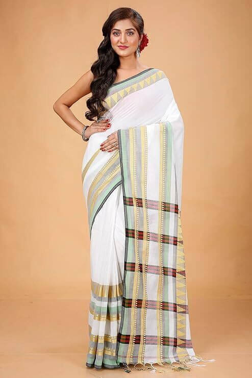 Zayraa Cotton Blend Self Design Saree Without Blouse Piece ( White ) Zayraa Cotton Blend Self Design Saree Without Blouse Piece ( White )