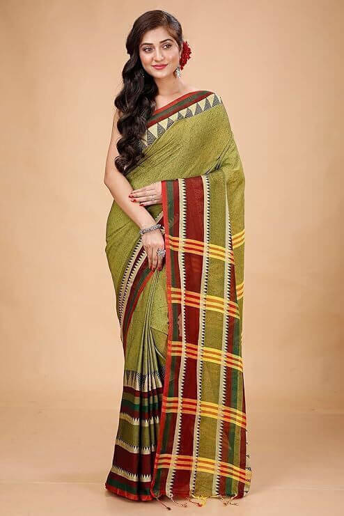 Zayraa Cotton Blend Self Design Saree Without Blouse Piece ( Green ) Zayraa Cotton Blend Self Design Saree Without Blouse Piece ( Green )