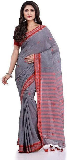 Zayraa Cotton Blend Self Design Saree Without Blouse Piece ( Grey ) Zayraa Cotton Blend Self Design Saree Without Blouse Piece ( Grey )