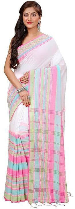 Zayraa Cotton Blend Self Design Saree Without Blouse Piece ( White ) Zayraa Cotton Blend Self Design Saree Without Blouse Piece ( White )