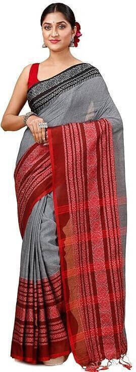 Zayraa Cotton Blend Self Design Saree Without Blouse Piece ( Grey ) Zayraa Cotton Blend Self Design Saree Without Blouse Piece ( Grey )