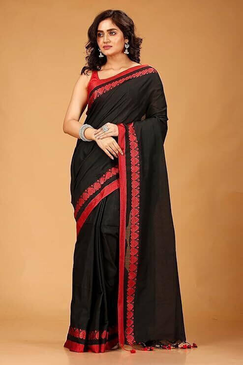     			Zayraa Cotton Blend Self Design Saree Without Blouse Piece ( Red )