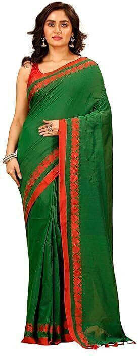 Zayraa Cotton Blend Self Design Saree Without Blouse Piece ( Green ) Zayraa Cotton Blend Self Design Saree Without Blouse Piece ( Green )