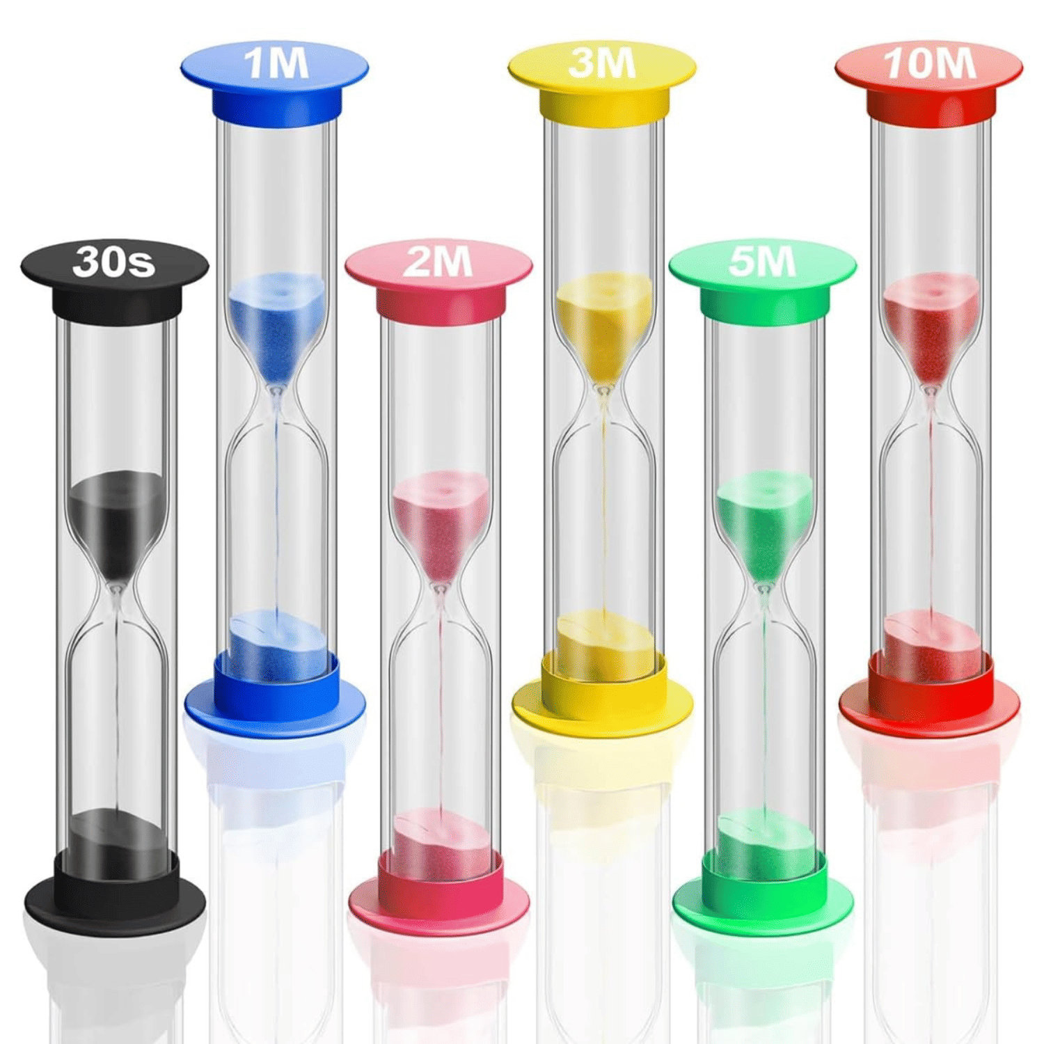 Aannie 6pcs Small Sand Timer Hourglass, Sandglass Sand Clock Timer 30sec / 1min / 2mins / 3mins / 5mins / 10mins(8.8cm Height) Hour Glass Clock Home Decor Ideal for Exercise, Tea Making, Study Table Aannie 6pcs Small Sand Timer Hourglass, Sandglass Sand Clock Timer 30sec / 1min / 2mins / 3mins / 5mins / 10mins(8.8cm Height) Hour Glass Clock Home Decor Ideal for Exercise, Tea Making, Study Table