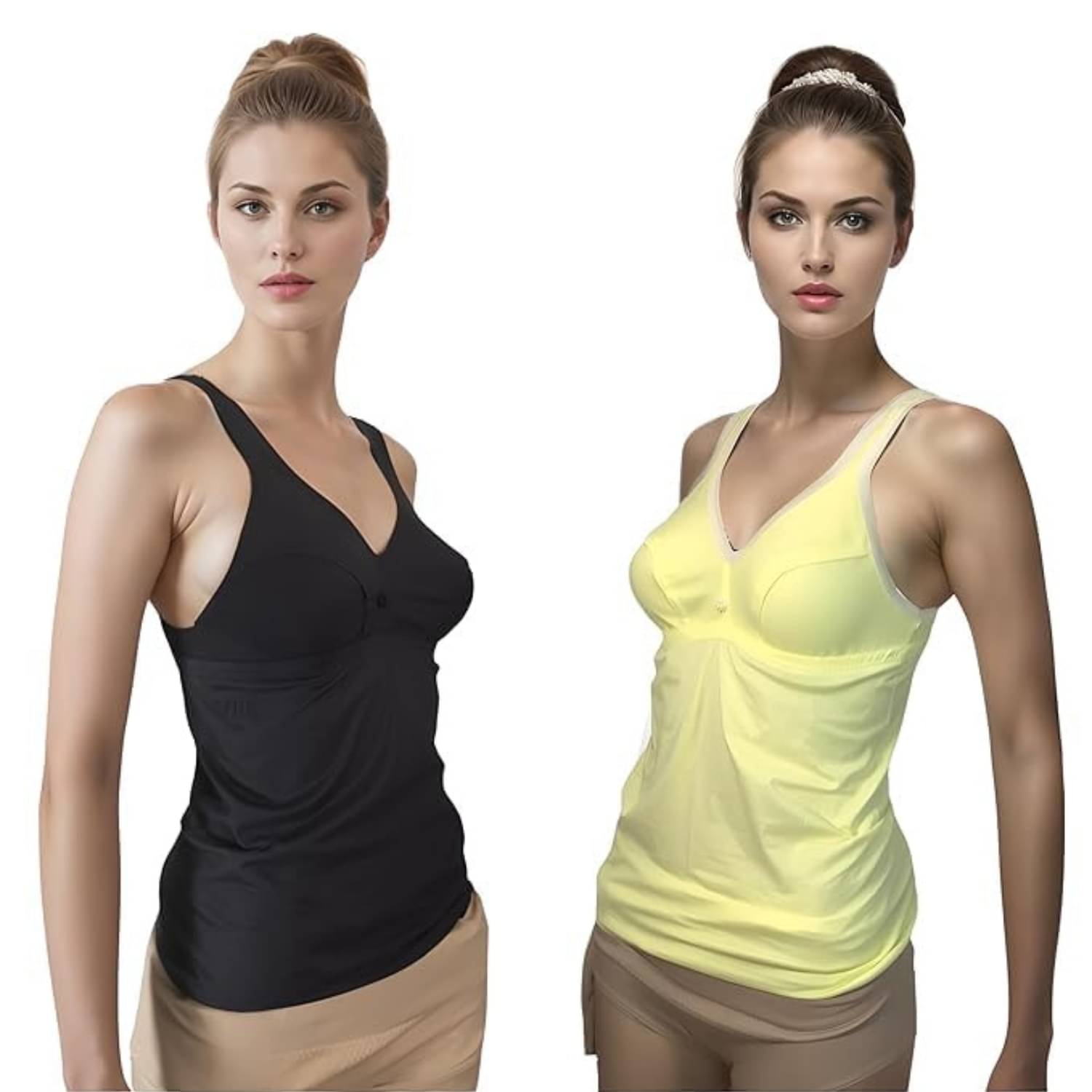 Ditya Pack of 2 women camisole slip Cotton Camisoles ( Black,Yellow ) Ditya Pack of 2 women camisole slip Cotton Camisoles ( Black,Yellow )