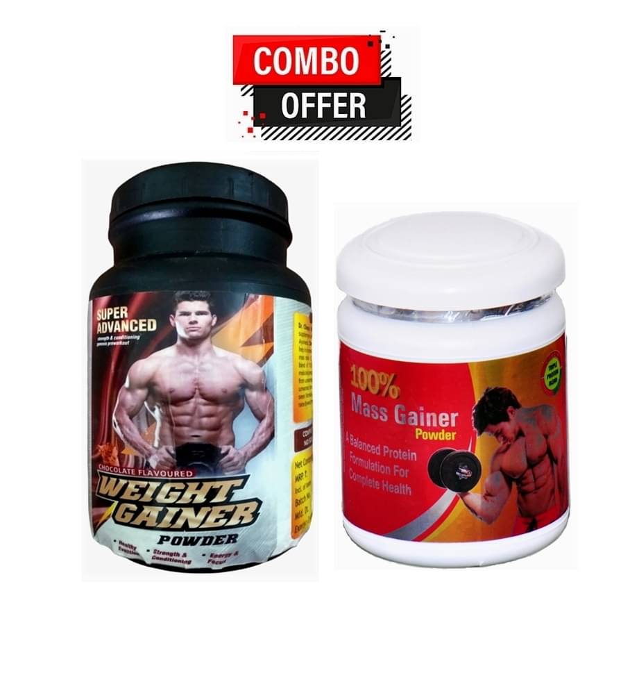 Dr. Chopra Super Advanced Weight Gainer Powder 300gm & Rikhi 100% Mass Gainer 300 gm Chocolate Single Pack Dr. Chopra Super Advanced Weight Gainer Powder 300gm & Rikhi 100% Mass Gainer 300 gm Chocolate Single Pack