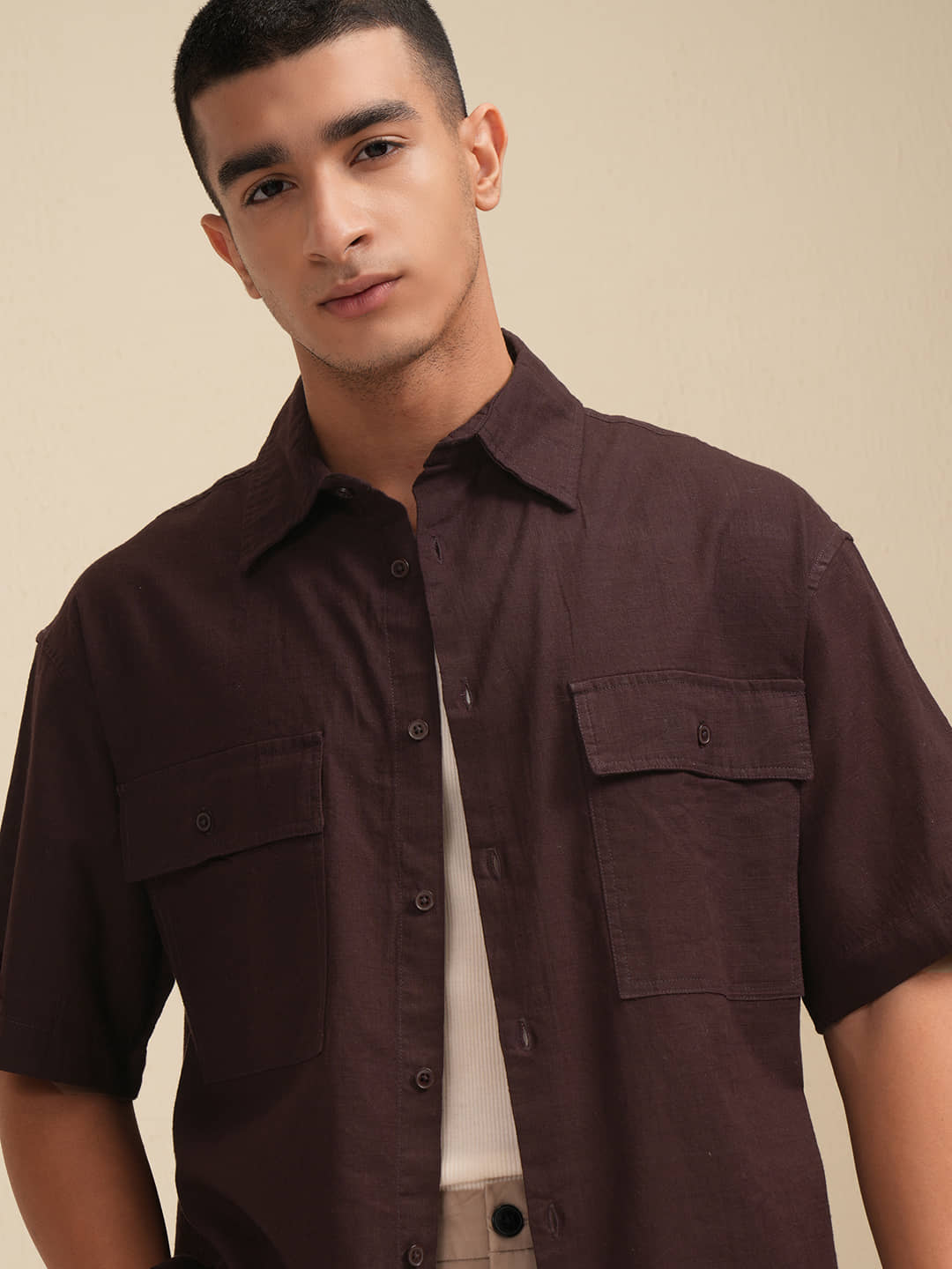 Highlander 100% Cotton Oversized Fit Solids Half Sleeves Men's Casual Shirt - Multicolor ( Pack of 1 )