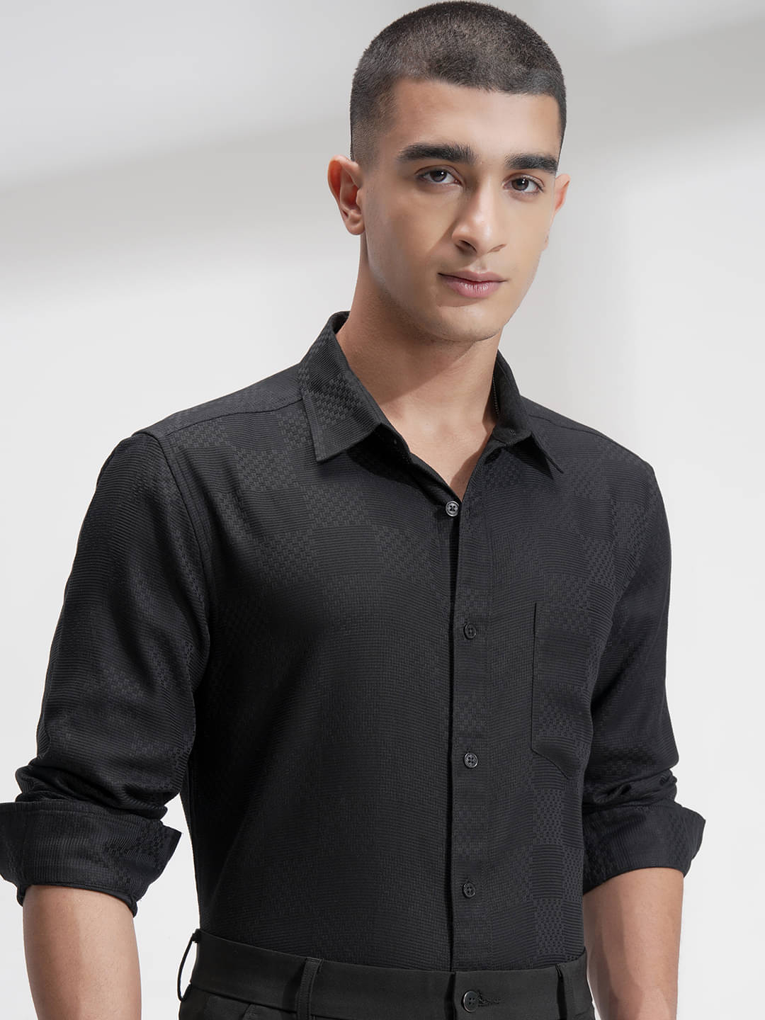 Highlander 100% Cotton Regular Fit Self Design Full Sleeves Men's Casual Shirt - Black ( Pack of 1 ) Highlander 100% Cotton Regular Fit Self Design Full Sleeves Men's Casual Shirt - Black ( Pack of 1 )