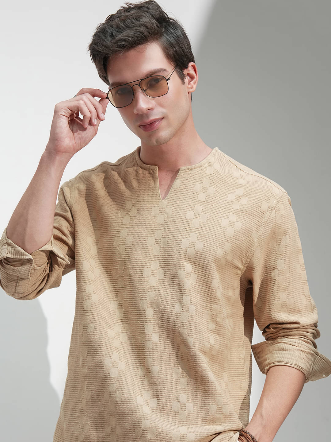 Highlander 100% Cotton Relaxed Fit Self Design Full Sleeves Men's Casual Shirt - Khaki ( Pack of 1 ) Highlander 100% Cotton Relaxed Fit Self Design Full Sleeves Men's Casual Shirt - Khaki ( Pack of 1 )