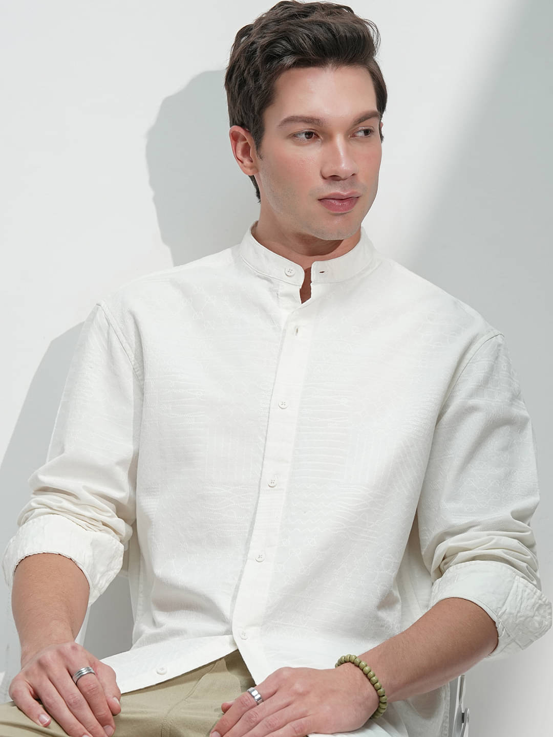 Highlander 100% Cotton Relaxed Fit Self Design Full Sleeves Men's Casual Shirt - White ( Pack of 1 ) Highlander 100% Cotton Relaxed Fit Self Design Full Sleeves Men's Casual Shirt - White ( Pack of 1 )