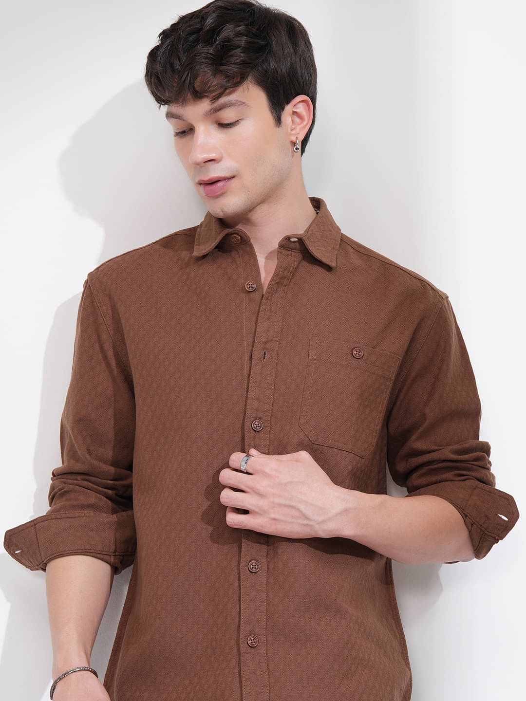     			Highlander 100% Cotton Relaxed Fit Solids Full Sleeves Men's Casual Shirt - Rust ( Pack of 1 )