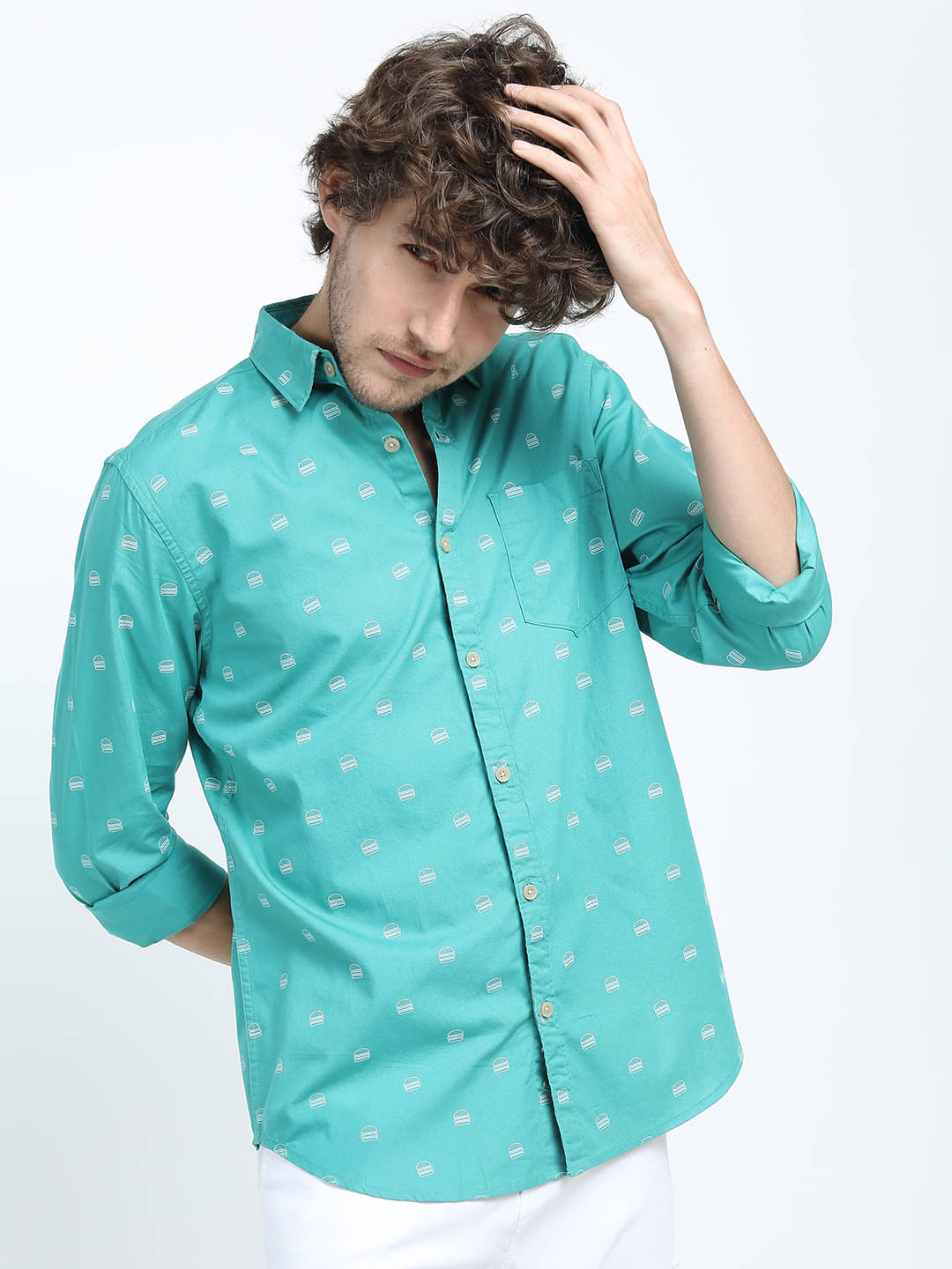 Highlander 100% Cotton Slim Fit Printed Full Sleeves Men's Casual Shirt - Green ( Pack of 1 ) Highlander 100% Cotton Slim Fit Printed Full Sleeves Men's Casual Shirt - Green ( Pack of 1 )