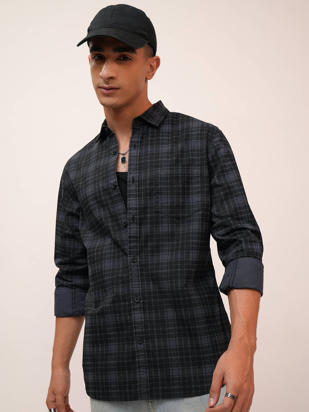 Highlander 100% Cotton Slim Fit Checks Full Sleeves Men's Casual Shirt - Multicolor ( Pack of 1 )