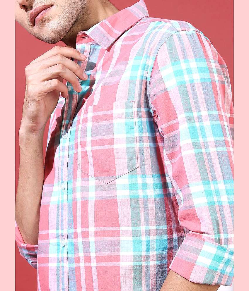 Highlander 100% Cotton Slim Fit Checks Full Sleeves Men's Casual Shirt - Multicolor ( Pack of 1 )