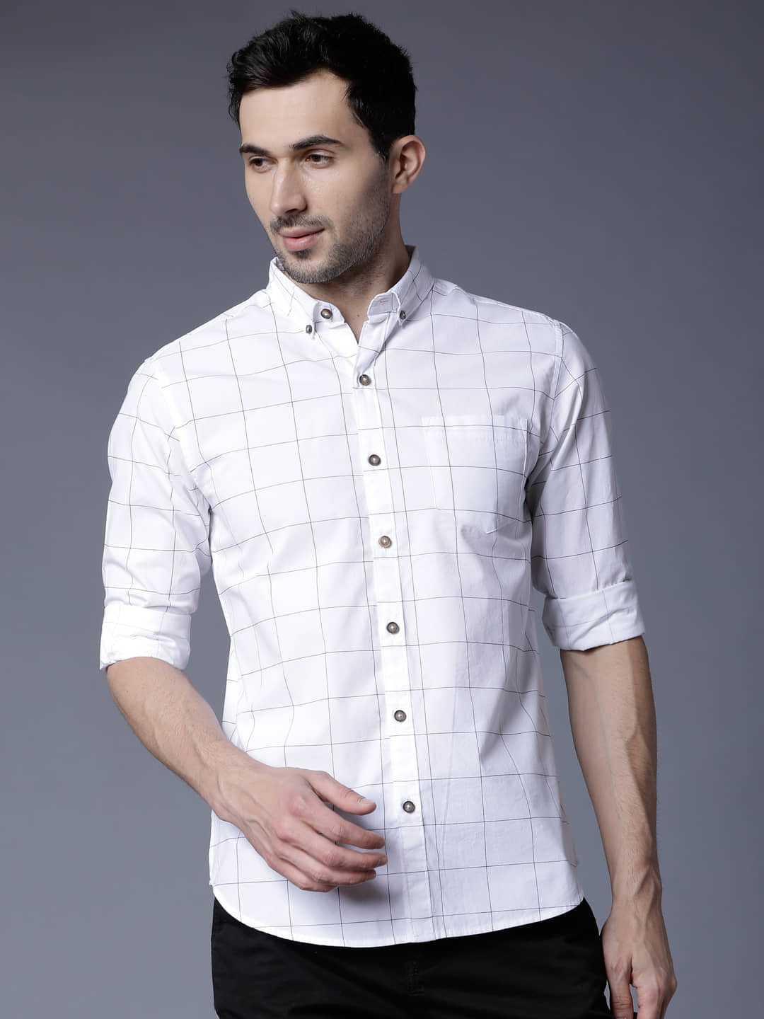 Highlander 100% Cotton Slim Fit Checks Full Sleeves Men's Casual Shirt - Multicolor ( Pack of 1 )