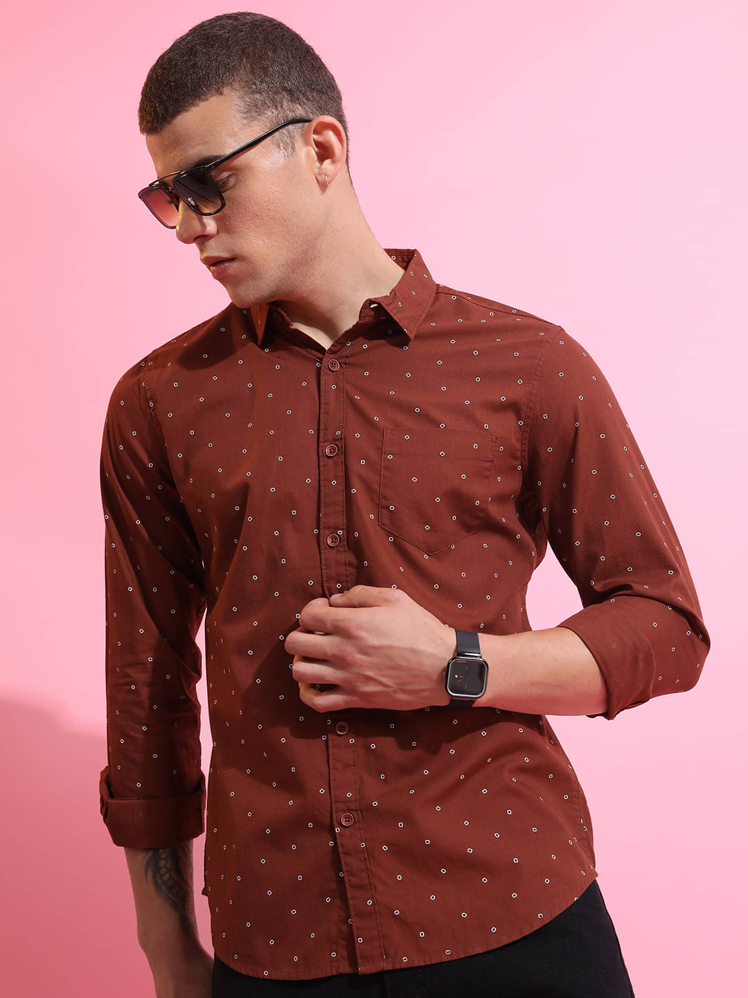 Highlander 100% Cotton Slim Fit Printed Full Sleeves Men's Casual Shirt - Brown ( Pack of 1 ) Highlander 100% Cotton Slim Fit Printed Full Sleeves Men's Casual Shirt - Brown ( Pack of 1 )