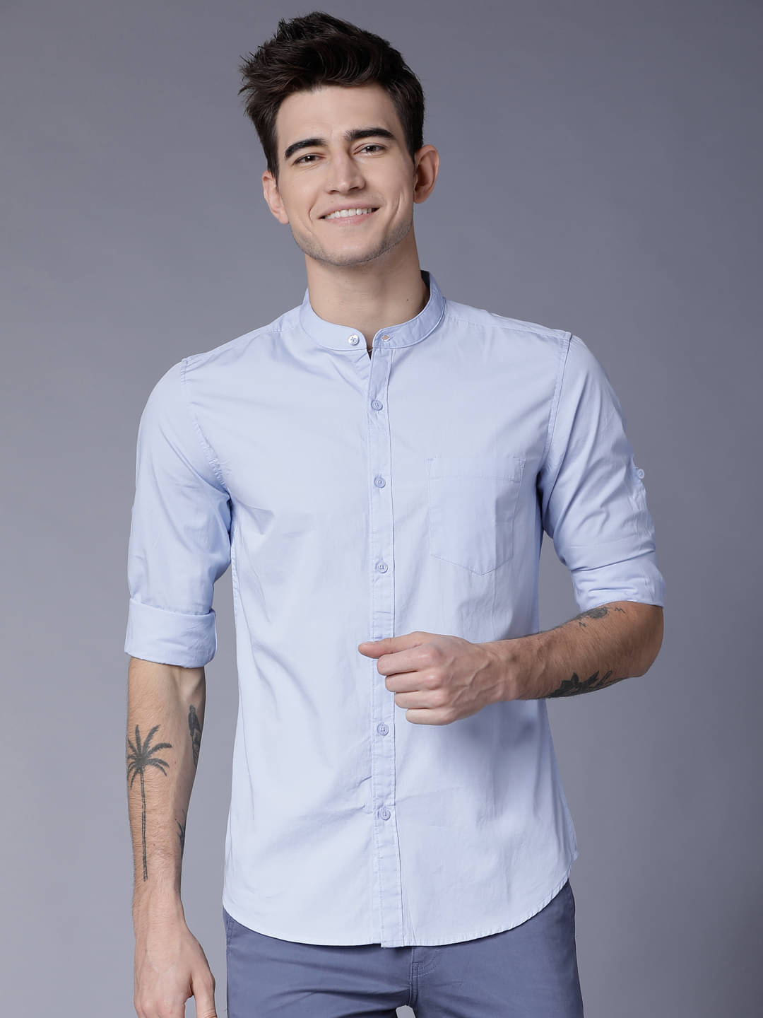Highlander 100% Cotton Slim Fit Solids Full Sleeves Men's Casual Shirt - Light Blue ( Pack of 1 ) Highlander 100% Cotton Slim Fit Solids Full Sleeves Men's Casual Shirt - Light Blue ( Pack of 1 )
