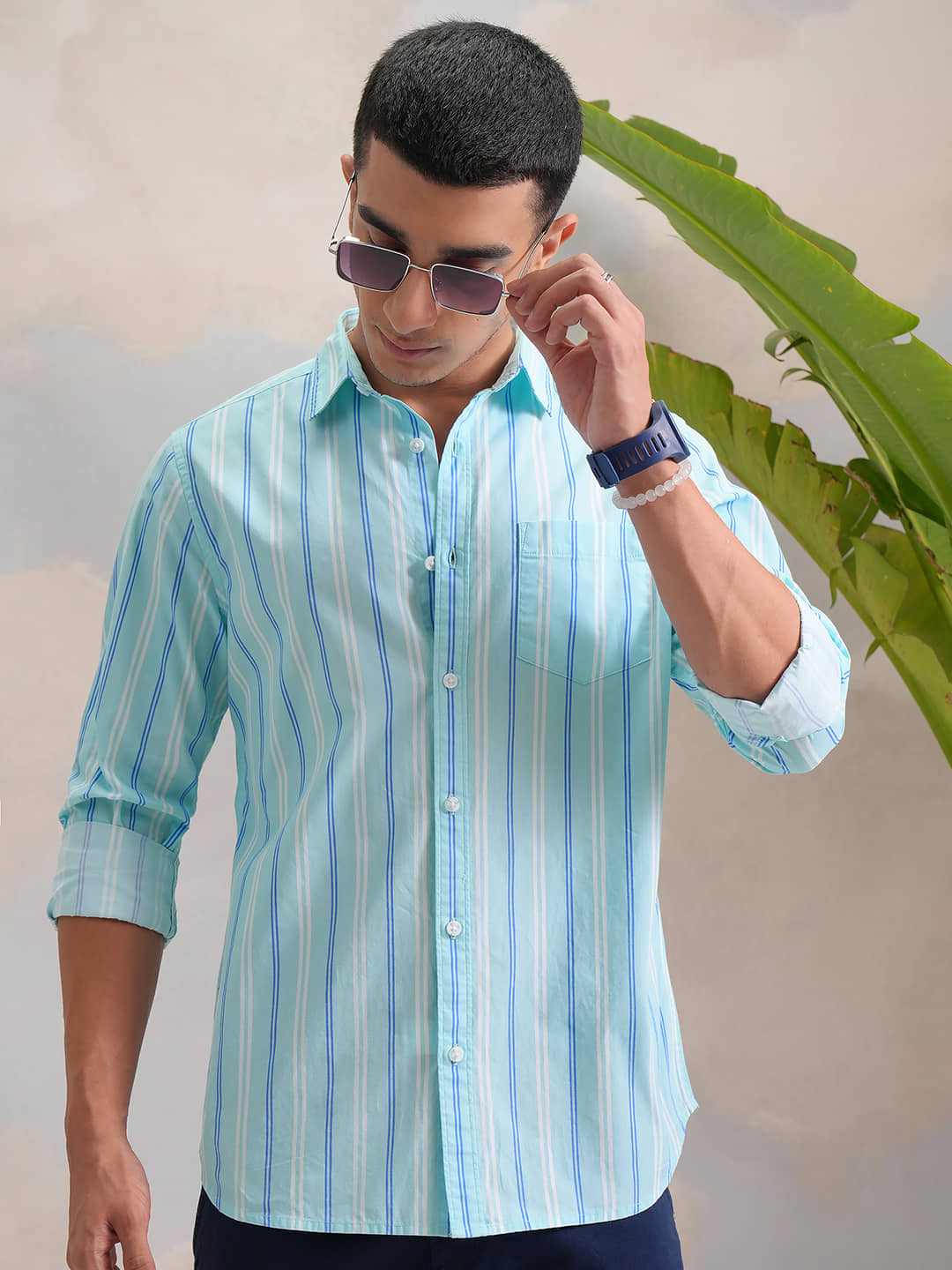 Highlander 100% Cotton Slim Fit Striped Full Sleeves Men's Casual Shirt - Multicolor ( Pack of 1 )