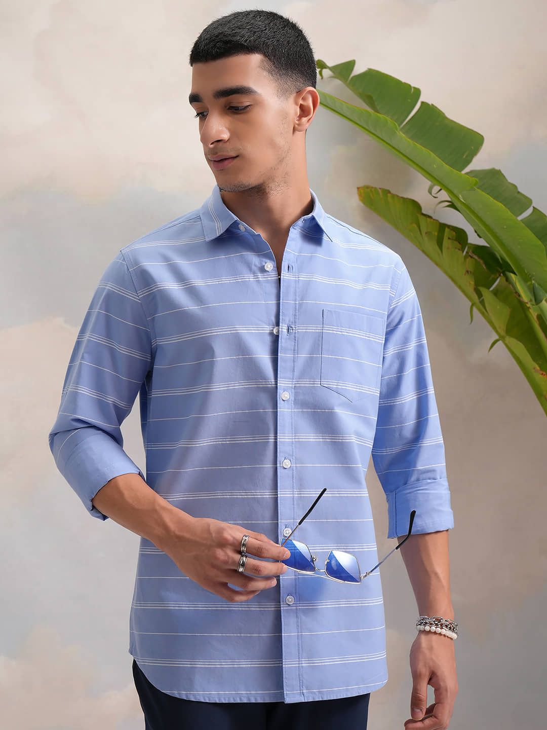 Highlander 100% Cotton Slim Fit Striped Full Sleeves Men's Casual Shirt - Multicolor ( Pack of 1 )