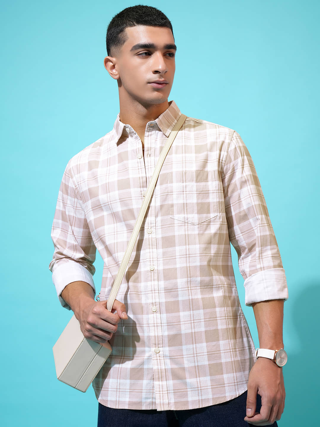 Highlander 100% Cotton Slim Fit Checks Full Sleeves Men's Casual Shirt - Multicolor ( Pack of 1 )