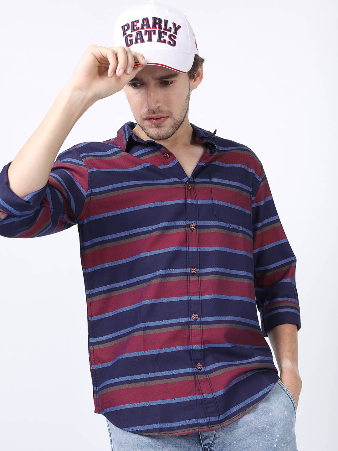 Highlander Cotton Blend Slim Fit Striped Full Sleeves Men's Casual Shirt - Multicolor ( Pack of 1 ) Highlander Cotton Blend Slim Fit Striped Full Sleeves Men's Casual Shirt - Multicolor ( Pack of 1 )