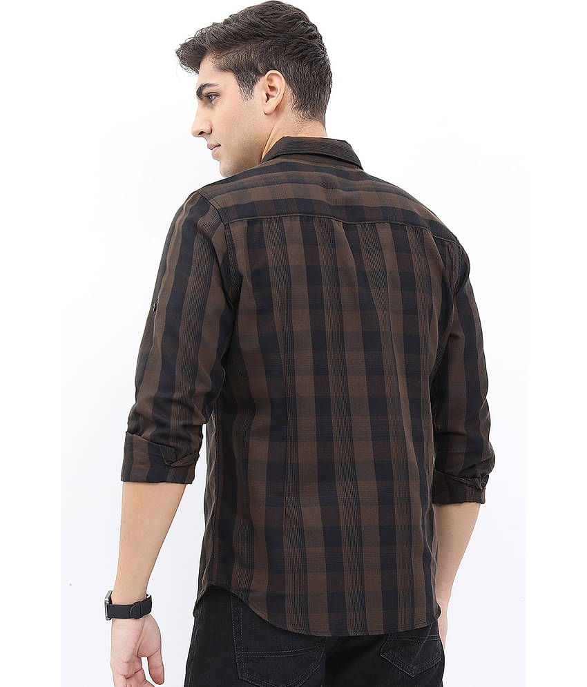 Highlander Cotton Blend Slim Fit Checks Full Sleeves Men's Casual Shirt - Multicolor ( Pack of 1 )