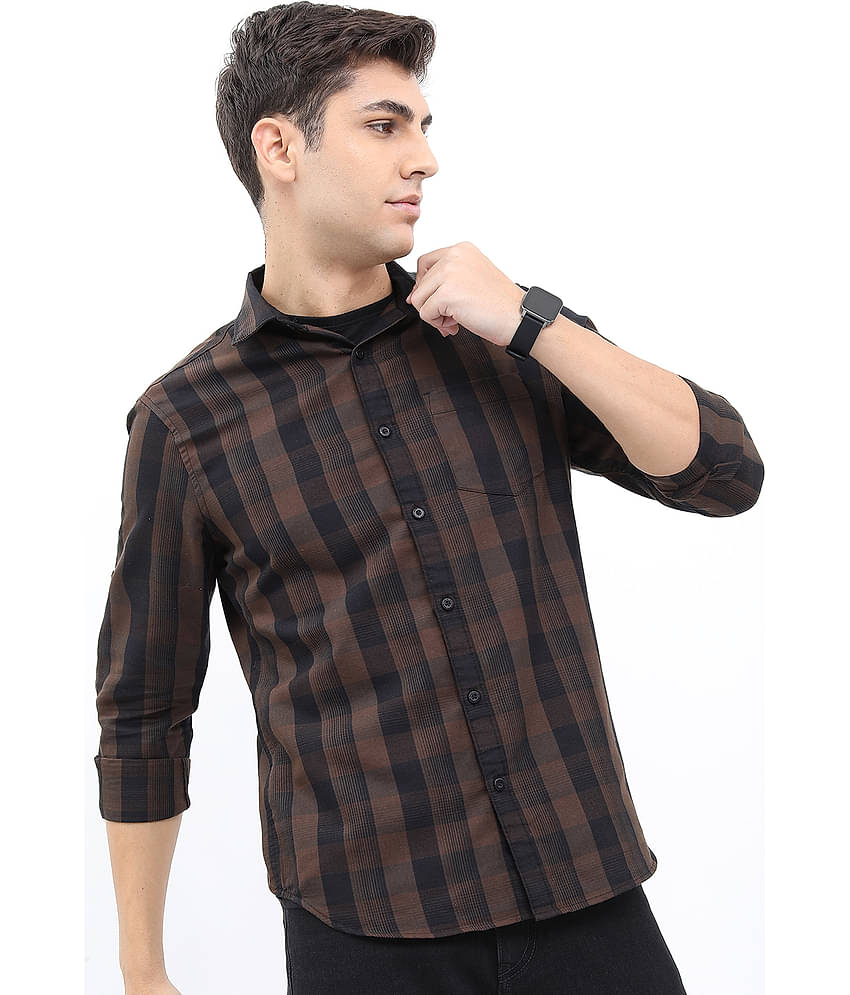 Highlander Cotton Blend Slim Fit Checks Full Sleeves Men's Casual Shirt - Multicolor ( Pack of 1 )