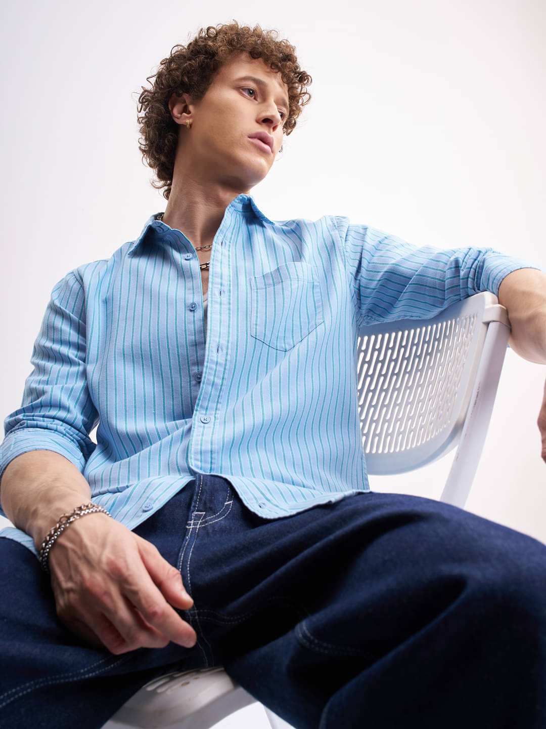 Highlander Cotton Blend Slim Fit Striped Full Sleeves Men's Casual Shirt - Blue ( Pack of 1 ) Highlander Cotton Blend Slim Fit Striped Full Sleeves Men's Casual Shirt - Blue ( Pack of 1 )