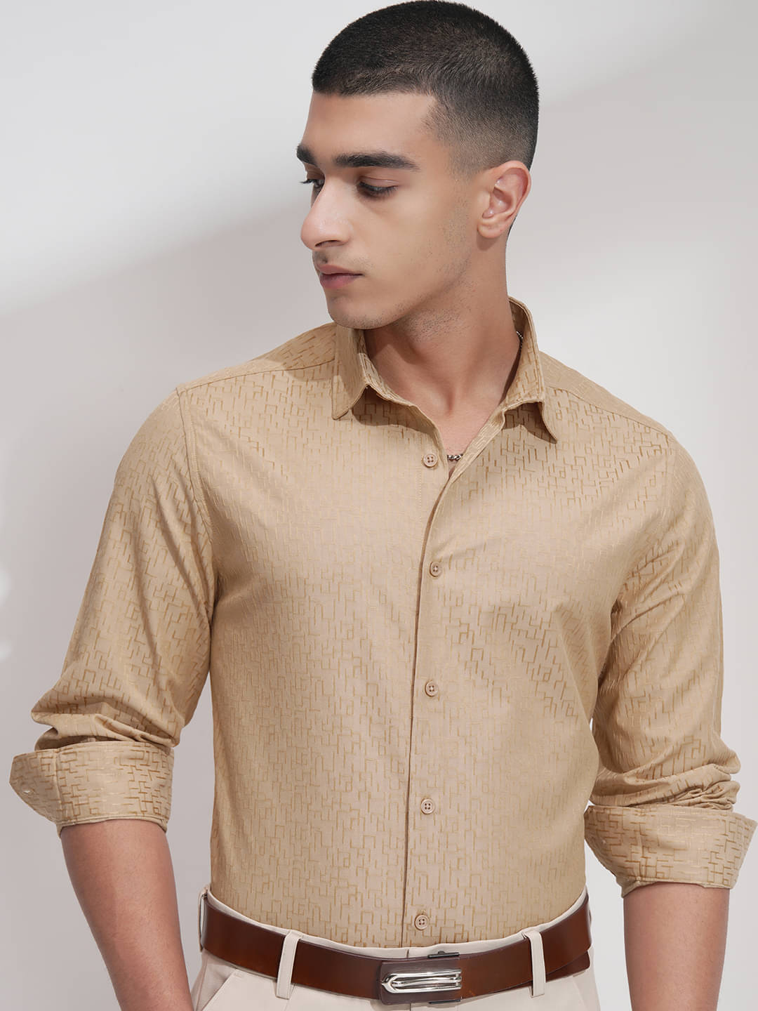 Highlander Poly Cotton Regular Fit Self Design Full Sleeves Men's Casual Shirt - Beige ( Pack of 1 ) Highlander Poly Cotton Regular Fit Self Design Full Sleeves Men's Casual Shirt - Beige ( Pack of 1 )