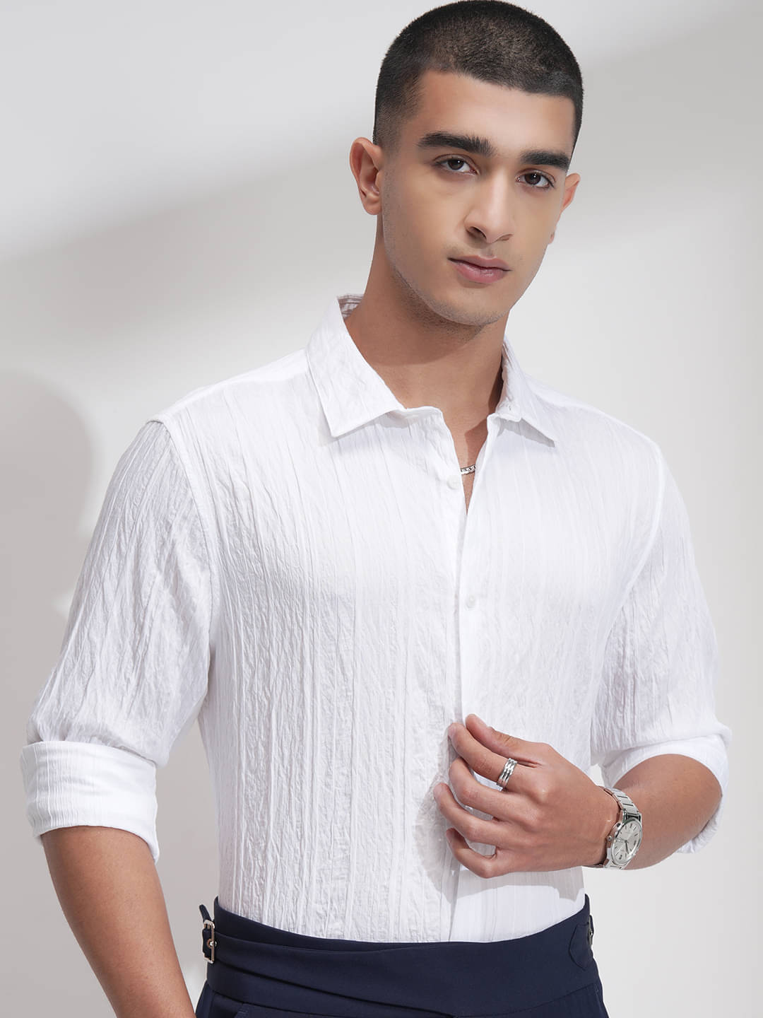 Highlander Poly Cotton Regular Fit Striped Full Sleeves Men's Casual Shirt - White ( Pack of 1 ) Highlander Poly Cotton Regular Fit Striped Full Sleeves Men's Casual Shirt - White ( Pack of 1 )