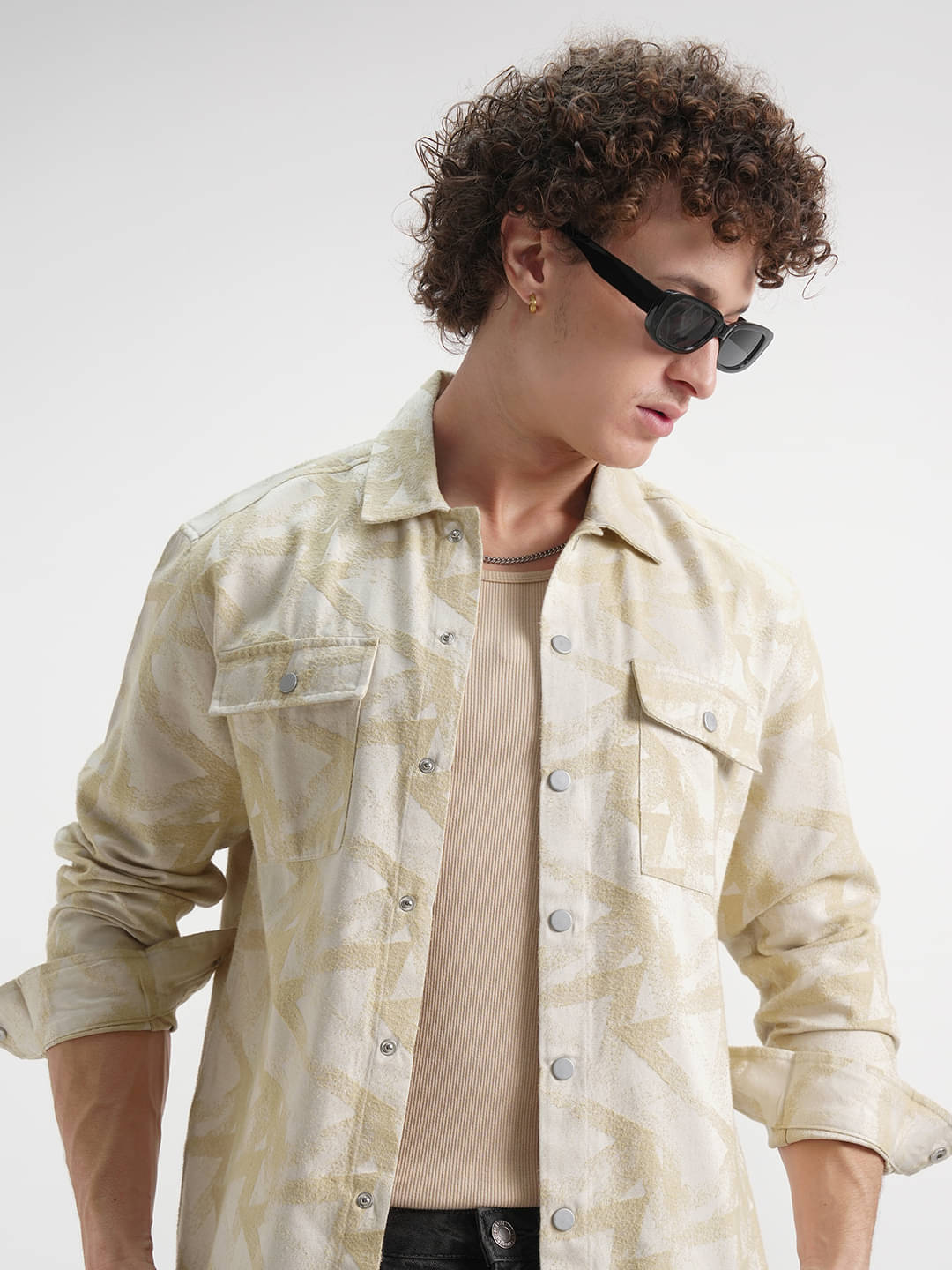     			Highlander Poly Cotton Relaxed Fit Self Design Full Sleeves Men's Casual Shirt - Multicolor ( Pack of 1 )