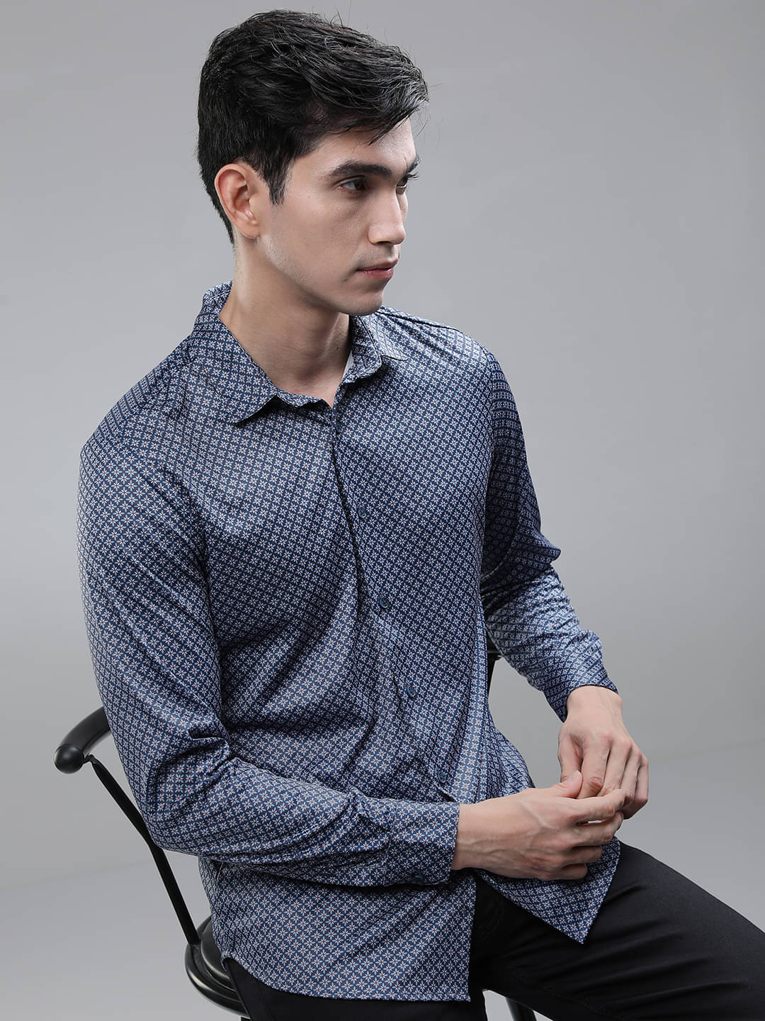 Highlander Polyester Slim Fit Printed Full Sleeves Men's Casual Shirt - Blue ( Pack of 1 ) Highlander Polyester Slim Fit Printed Full Sleeves Men's Casual Shirt - Blue ( Pack of 1 )