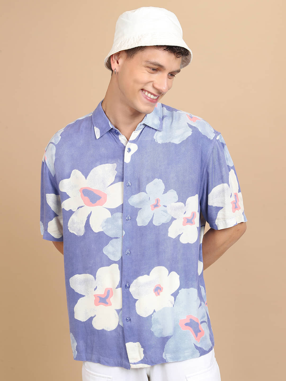 Highlander Viscose Slim Fit Printed Half Sleeves Men's Casual Shirt - Light Blue ( Pack of 1 )