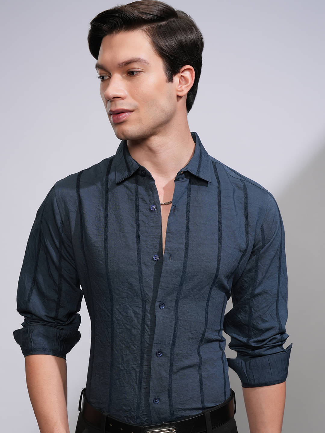 Highlander Viscose Slim Fit Striped Full Sleeves Men's Casual Shirt - Blue ( Pack of 1 ) Highlander Viscose Slim Fit Striped Full Sleeves Men's Casual Shirt - Blue ( Pack of 1 )