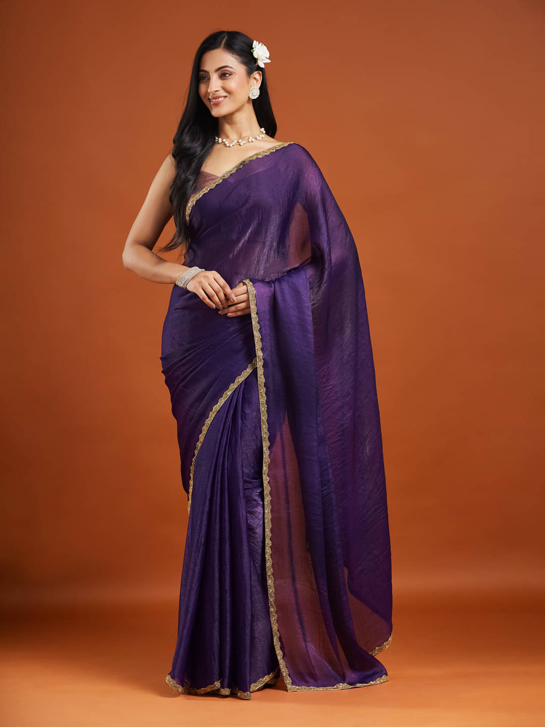 Indy Bliss Tissue Embellished Saree With Unstitched Blouse Piece ( Lavender ) Indy Bliss Tissue Embellished Saree With Unstitched Blouse Piece ( Lavender )