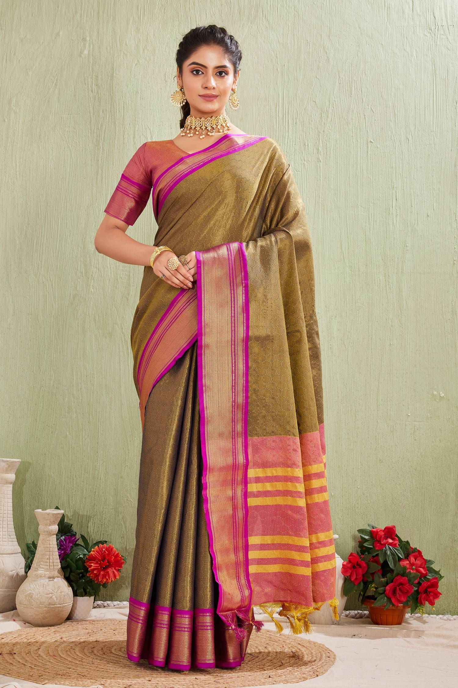     			JULEE Cotton Silk Woven Saree With Unstitched Blouse Piece ( Sea Green )