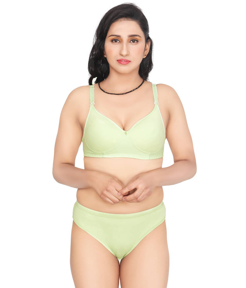     			LEORBIX Pack of 1 Cotton Blend Bra & Panty Set For Women ( Peach )