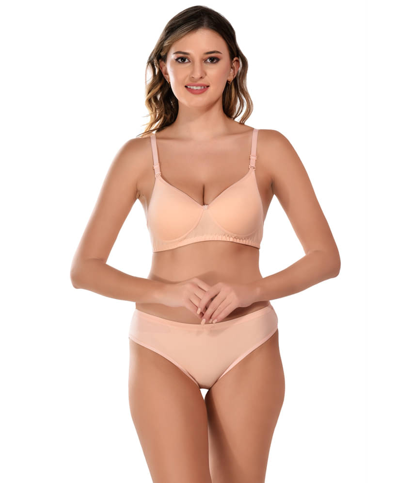 LEORBIX Pack of 1 Cotton Blend Bra & Panty Set For Women ( Yellow ) LEORBIX Pack of 1 Cotton Blend Bra & Panty Set For Women ( Yellow )